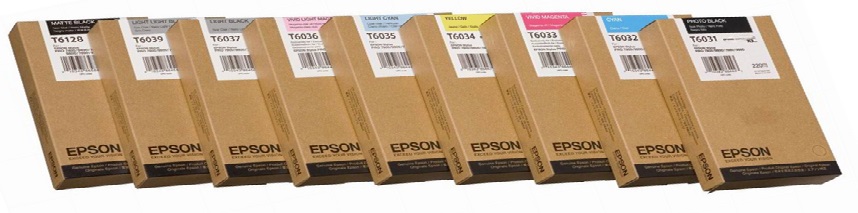Tinta para Plotter Epson Stylus Pro 9880 / T603 220ml | 2110 - Original Tinta Epson UltraChrome T603. Incluye: T603100 T603200 T603300 T603400 T603500 T603600 T603700 T603900 T603B00 T603C00 