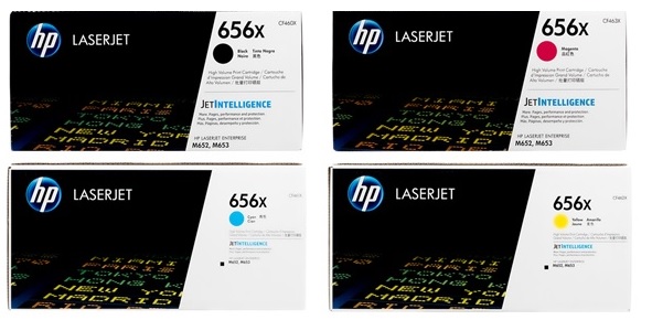 Toner para HP M652 / HP 656X | 2402 - Toner para HP Color LaserJet Enterprise M652. El Kit Incluye: CF460X Negro, CF461X Cyan, CF462X Amarillo, CF463X Magenta. Rendimiento: Negro 27.000 / Color 22.000 Paginas al 5%.  HP M652dn M652n  