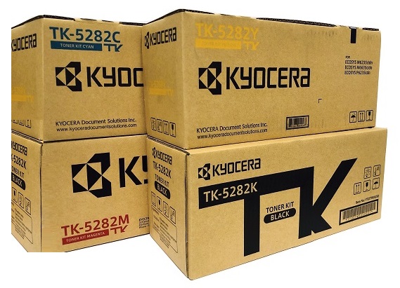 Toner para Kyocera FS-M6635cidn | TK-5282 | 2404 - Toner para Kyocera Ecosys FS-M6635cidn. El Kit Incluye: TK-5282K Negro, TK-5282C Cian, TK-5282M Magenta, TK-5282Y Amarillo. Rendimiento: Negro 13.000 / Color 11.000 Páginas al 5%.