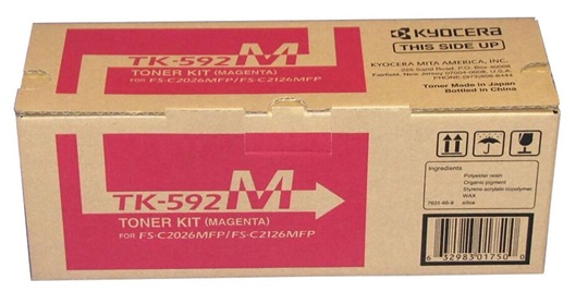 Toner Kyocera TK-592M / Magenta 5k | 2311 / 1T02KVBUS0 - Toner Original Kyocera TK-592M Magenta. Rendimiento 5.000 Paginas al 5%. FS-C5250DN FS-C2026MFP FS-C2126MFP FS-C2526MFP FS-C2626MFP FS-M6026CIDN FS-M6526CIDN FS-P6026CDN 