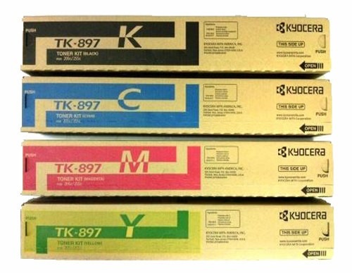 Toner para Kyocera FS-C8520MFP | 2404 - Toner TK-897 para Kyocera FS-C8520MFP. El Kit Incluye: TK-897K Negro, TK-897C Cian, TK-897M Magenta, TK-897Y Amarillo. Rendimiento: Negro 12.000 / Color 6.000 Páginas al 5%.